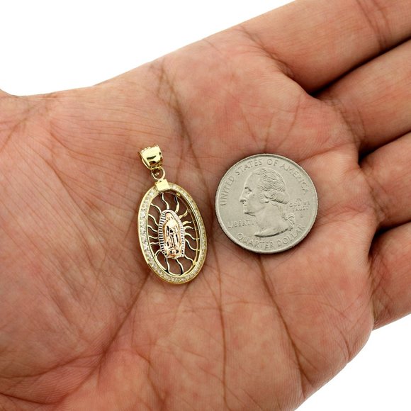 10K Real Gold Rope Chain and Virgin Mary Pendant Set - Picture 4 of 11